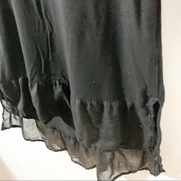 cailey 22 Hi-Lo Ruffled Hem Three Quarter Sleeve Rounded Neck Tunic Length Top - Picture 6 of 11